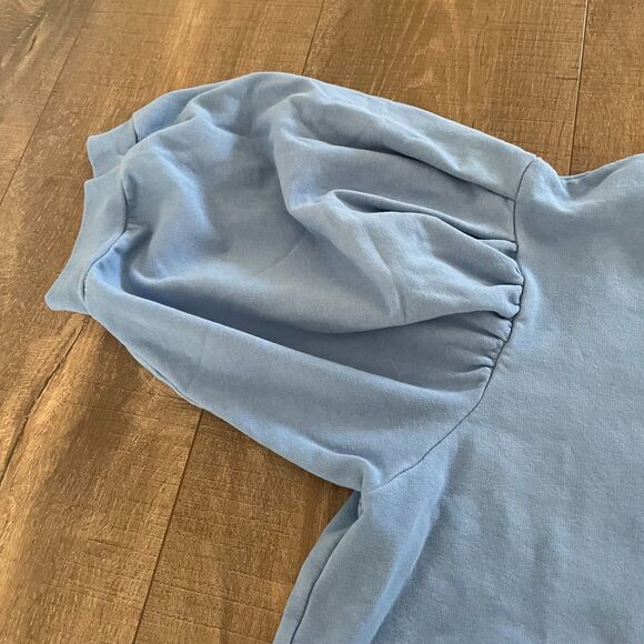 NWT Electric & Rose Women's Puff Sleeve Sweatshirt Size L Blue Cottagecore Boho - Picture 7 of 11